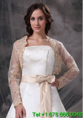 Champane Long Sleeves Jacket With Embroidery