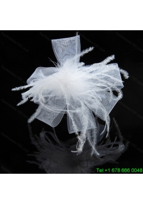 Cheap White Tulle Elegant Feather Fascinators