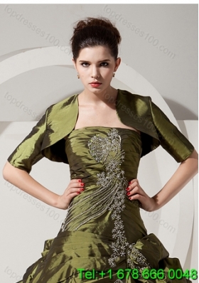 Inexpensive Olive Green Quinceanera Jacket with Short Sleeves