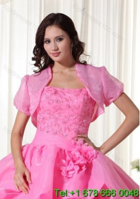 The Most Popular Open Front Quinceanera Jacket in Rose Pink For 2014