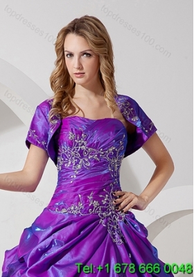 Unique and Affordable Open Front Quinceanera Jacket in Purple For 2015