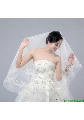 One Tier Drop Veil Cut Edge 2014 White Bridal Veils