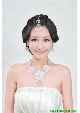 Alloy With Elegant Rhinestone Wedding Jewelry Set Including Necklace And Earrings