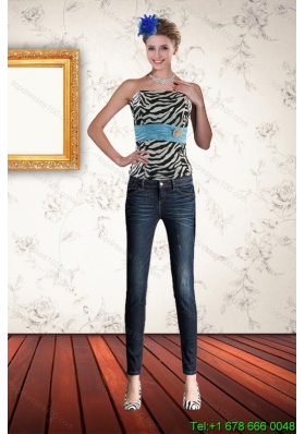 Multi Color Zebra Print Strapless Corset with Ruffles and Pick Ups