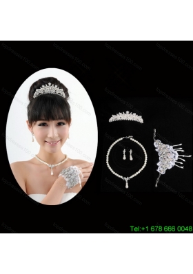 Elegant Ivory Pearl Artistic Necklace Bracele And Tiara