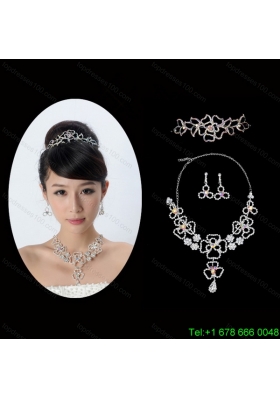Intensive Flower Dazzling Crystal Jewelry Set Including Necklace And Tiara