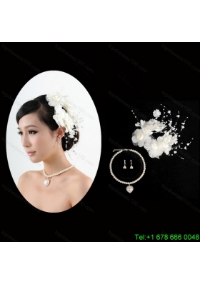 Charming Jewelry Set with Headpiece Immitation Pearl Necklace And Earrings