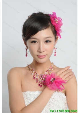Dignified Purple Alloy Necklace And Earring Set