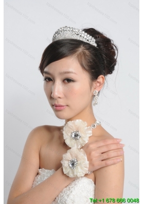 Rihinestones Necklace Tiara and Earrings Jewelry Set
