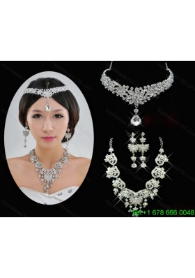 Shining Rhinestones Alloy Necklace And Earrings Jewelry Set