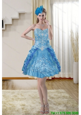 2015 Popular Sweetheart Blue Christmas Party Dresses with Embroidery
