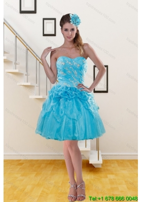 2015 Pretty Sweetheart Aqua Blue Christmas Party Dresses with Beading