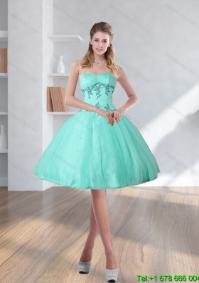 2015 Spring Turquoise Sweetheart Short Prom Dresses with Embroidery