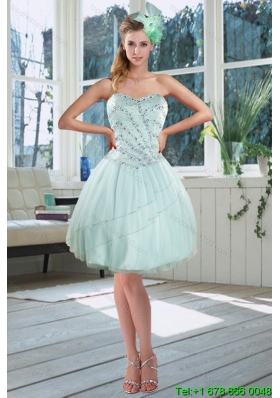 Beautiful Light Blue Sweetheart Short Prom Dresses with Beading