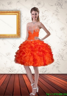 Junior Sweetheart Orange Prom Dresses with Ruffles and Beading