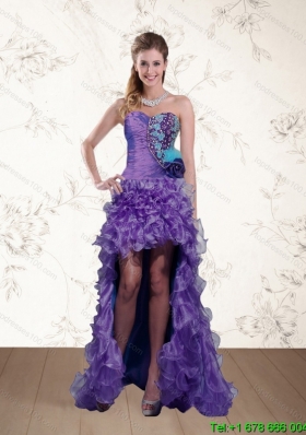 Cute Strapless Multi Color Junior Prom Dress with Beading and Hand Made Flower