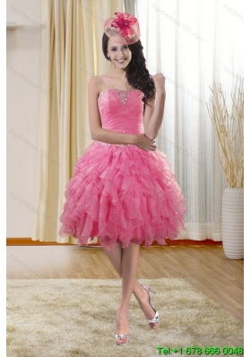 Pretty Sweetheart 2015 Prom Dresses with Ruffles and Beading