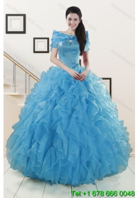 2015 New Style Strapless Sweet 15 Dresses with Beading and Ruffles