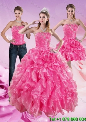 Sophisticated Hot Pink Sweet 16 Dresses with Beading and Ruffles