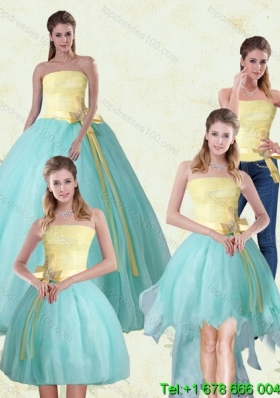 2015 Strapless Floor Length Multi Color Quinceanera Skirts with Bowknot