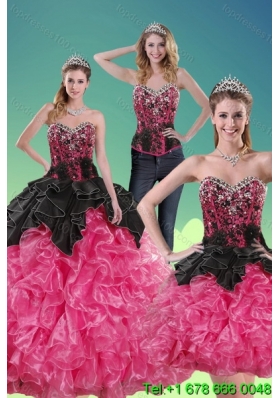 2015 Unique Multi Color Quince Dresses with Beading and Ruffles