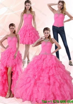 Fashionable Strapless Floor Length Quinceanera Dress Skirts with Beading and Ruffles