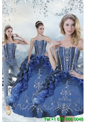 Wonderful Blue Sweet 15 Dresses with Embroidery and Beading for 2015