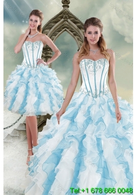 2015 Pretty Appliques and Ruffles Quince Dresses in Multi Color