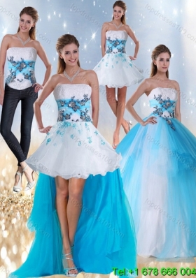 2015 Strapless Multi Color Quinceanera Dress with Appliques and Beading