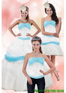 Elegant Strapless Ball Gown Quinceanera Dress with Appliques for 2015