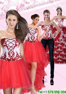 Multi Color Strapless Quinceanera Dress with Embroidery for 2015