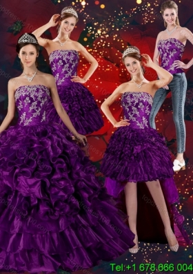Strapless Ball Gown Detachable Quinceanera Skirts with Embroidery and Ruffles