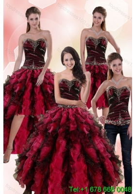 Wonderful Multi Color Dresses for Quince with Ruffles and Beading