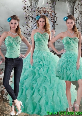 2015 New Style Aqua Blue Quinceanera Dresses with Beading and Ruffles