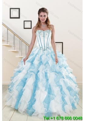 2015 Pretty Appliques and Ruffles Quince Dresses in Multi Color