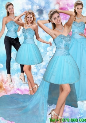 2015 Sweetheart Baby Blue Detachable Quinceanera Skirts with Beading