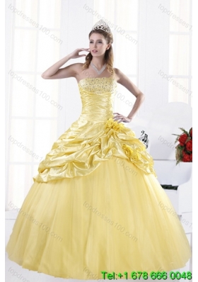 Most Popular Strapless Beading Quinceanera Dresses for 2015