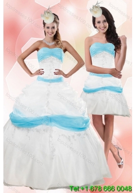 2015 Strapless Floor Length Appliques Quince Dresses