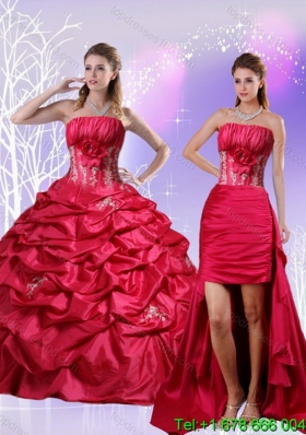 Detachable Appliques and Pick Ups Quinceanera Dress in Red