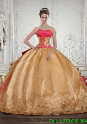Luxurious Strapless Multi Color Quinceanera Dress with Beading and Embroidery