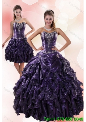 Classic Sweetheart Ruffled 2015 Puffy Quinceanera Dresses with Embroidery