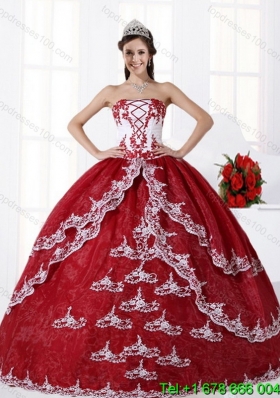 Puffy Multi Color Strapless Quinceanera Dress with Embroidery