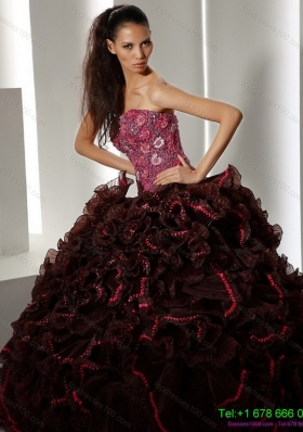 2015 Modern Multi Color Quinceanera Gowns with Ruffles and Appliques