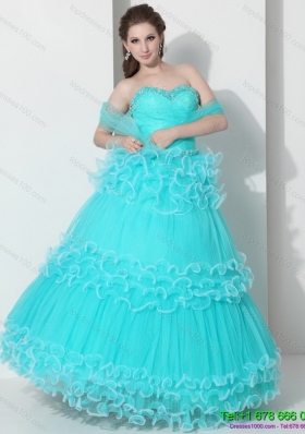 Puffy Sweetheart Quinceanera Dresses with Ruffled Layers and Beading