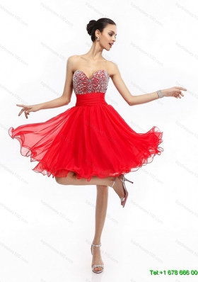 Elegant Sweetheart Short Prom Dresses with Rhinestones and Ruching