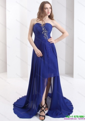 2015 Sweetheart Prom Dress with Beading and Brush Train