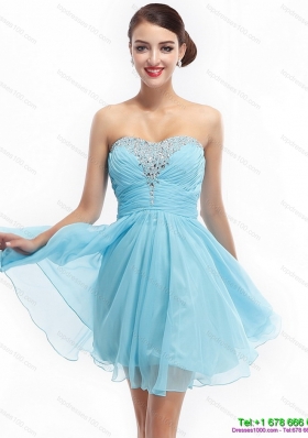 Ruching Strapless Beading Short Prom Dresses for 2015