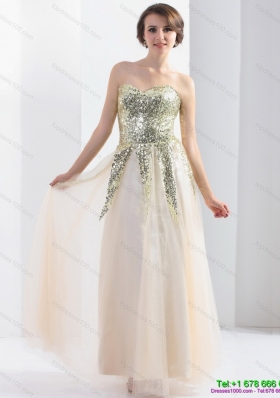 Sequined 2015 Sweetheart Floor Length Prom Dress with Sequins