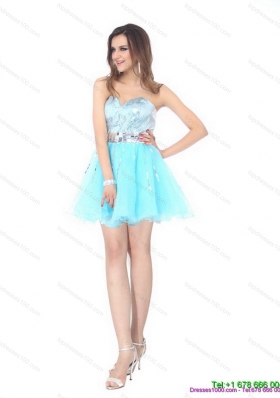 Sequined 2015 The Super Hot Sweetheart Light Blue Prom Dress with Sequins