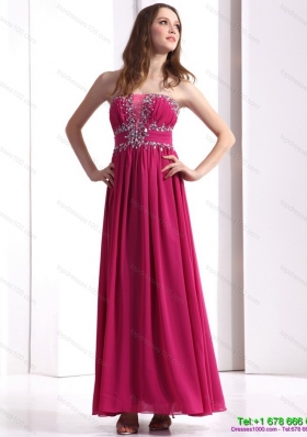 Elegant Sophisticated Strapless Floor Length 2015 Prom Dress with Beading